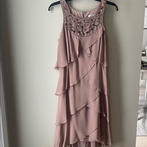 Chic Layered High Low Dress in Dusty Pink